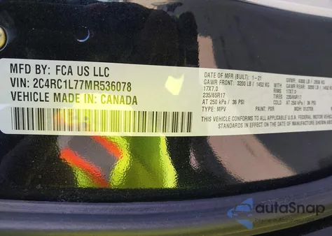 2021 Chrysler Pacifica Hybrid Touring L z USA, uszkodzony, nr VIN 2C4RC1L77MR536078